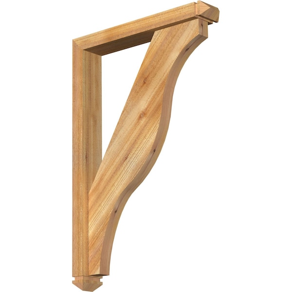 Ekena Millwork Funston Arts and Crafts Rough Sawn Bracket w/ Offset Brace, Western Red Cedar, 4"W x 24"D x 36"H BKT0402X24X36FST03RWR - main